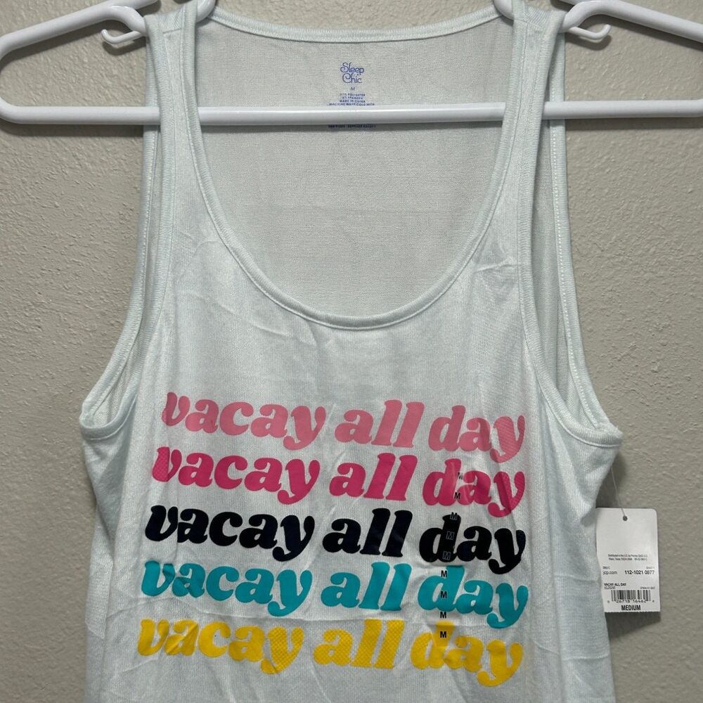 Sleep Chic Vacay All Day Womens Tank Top M Blue NWT 112-1021 0877 ECJT079T